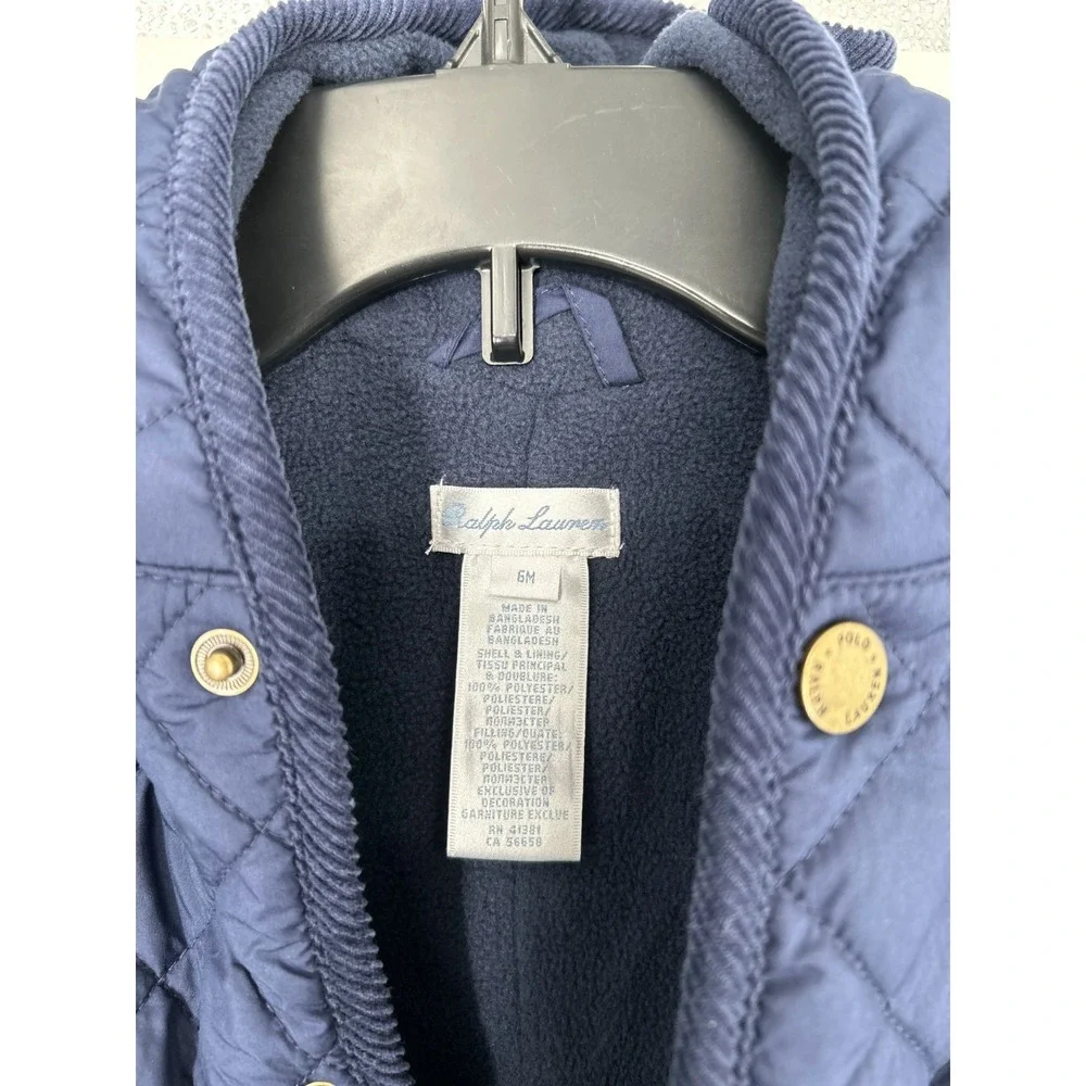 Polo Ralph Lauren Barn Bunting Snowsuit Baby Boys 6M Quilted Fleece Lined Hooded